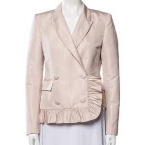 MSGM Double-Breasted Ruffle Blazer - Blush Pink